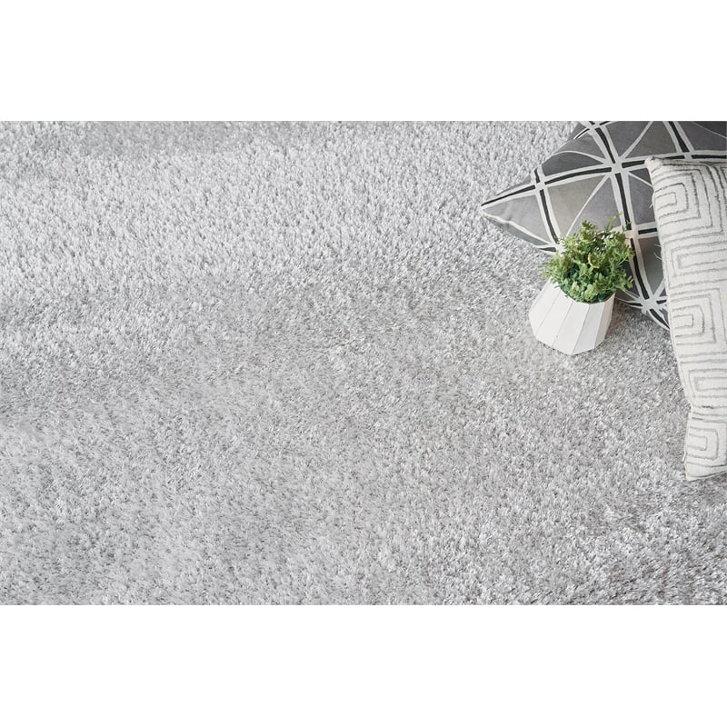 Luxe Shag Power Loom Polyester/Microfiber Taupe 10'x14' Area Rug