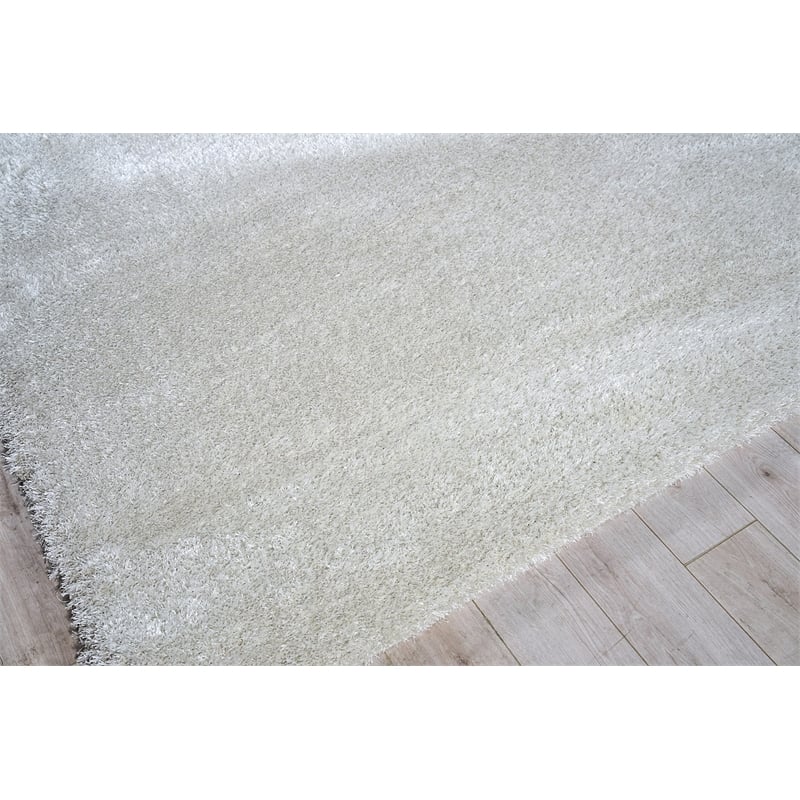 Luxe Shag Power Loom Polyester/Microfiber Taupe 12'x15' Area Rug