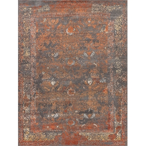 Maison Hand-Knotted Wool/Bamboo Silk Gray/Red/Orange 8'x10' Area Rug