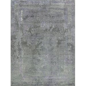 Maison Hand-Knotted Wool/Bamboo Silk Charcoal/Purple 12'x15' Area Rug