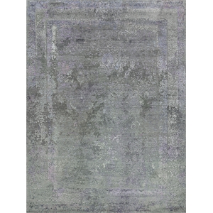 Maison Hand-Knotted Wool/Bamboo Silk Charcoal/Purple 8'x10' Area Rug
