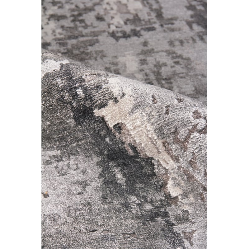 Laureno Hand-Knotted Bamboo Silk Gray/Charcoal 9'x12' Area Rug