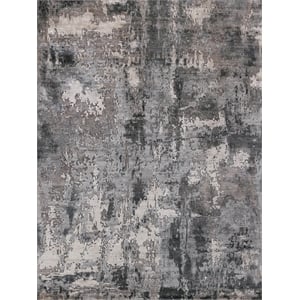 Laureno Hand-Knotted Bamboo Silk Gray/Charcoal 9'x12' Area Rug