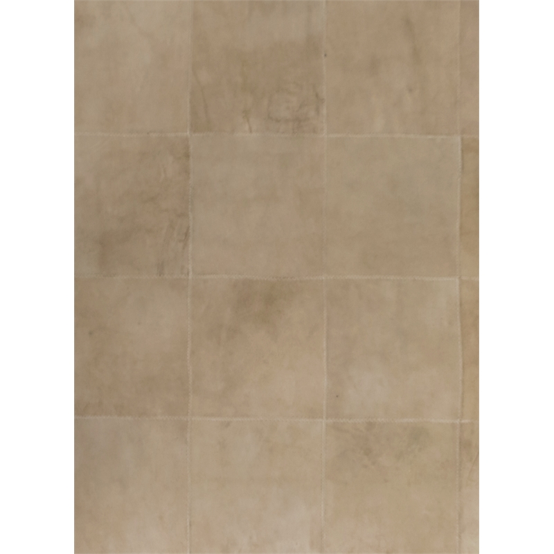 Leather Suede Hand-Tufted Leather Hide Beige 5'x8' Area Rug