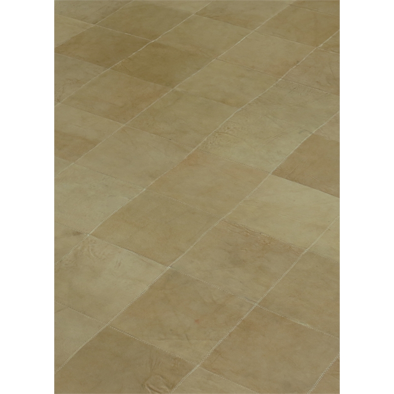 Leather Suede Hand-Tufted Leather Hide Beige 5'x8' Area Rug
