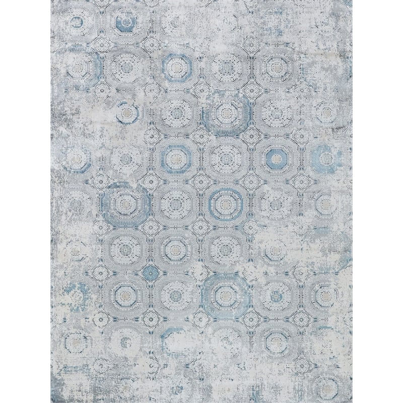 Legacy Power Loom Acrylic/Viscose Ivory/Blue 12'x15' Area Rug