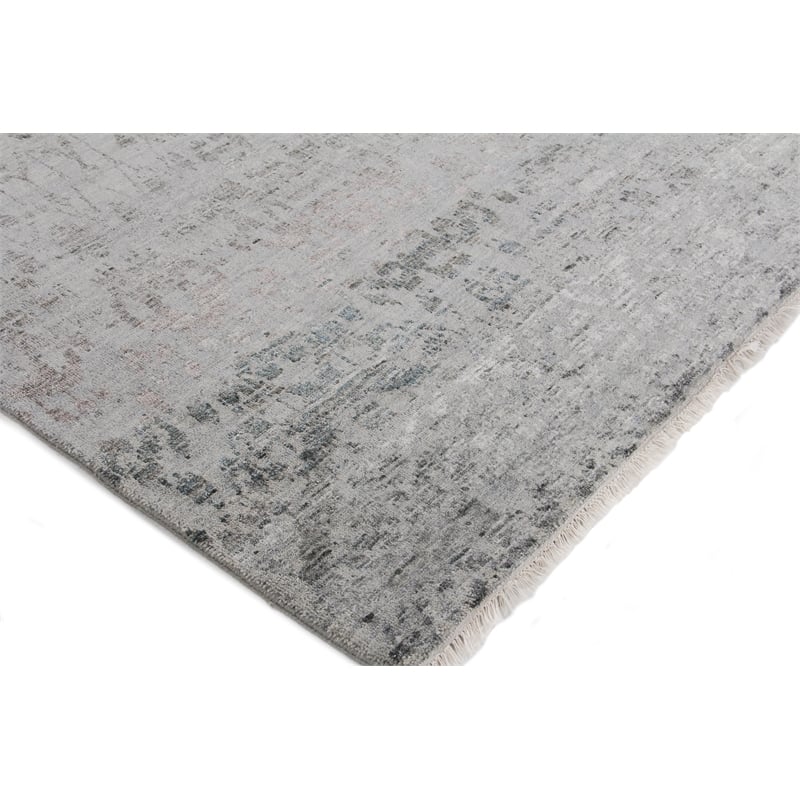Lexington Hand-Knotted Wool/Bamboo Silk Silver/Gray 8'x10' Area Rug