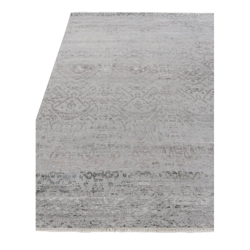 Lexington Hand-Knotted Wool/Bamboo Silk Silver/Gray 8'x10' Area Rug