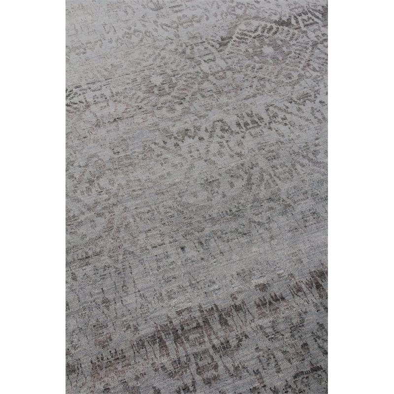 Lexington Hand-Knotted Wool/Bamboo Silk Silver/Gray 8'x10' Area Rug