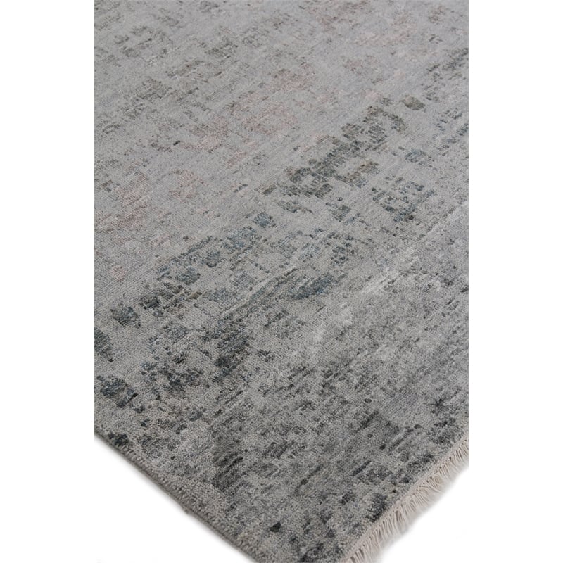Lexington Hand-Knotted Wool/Bamboo Silk Silver/Gray 8'x10' Area Rug