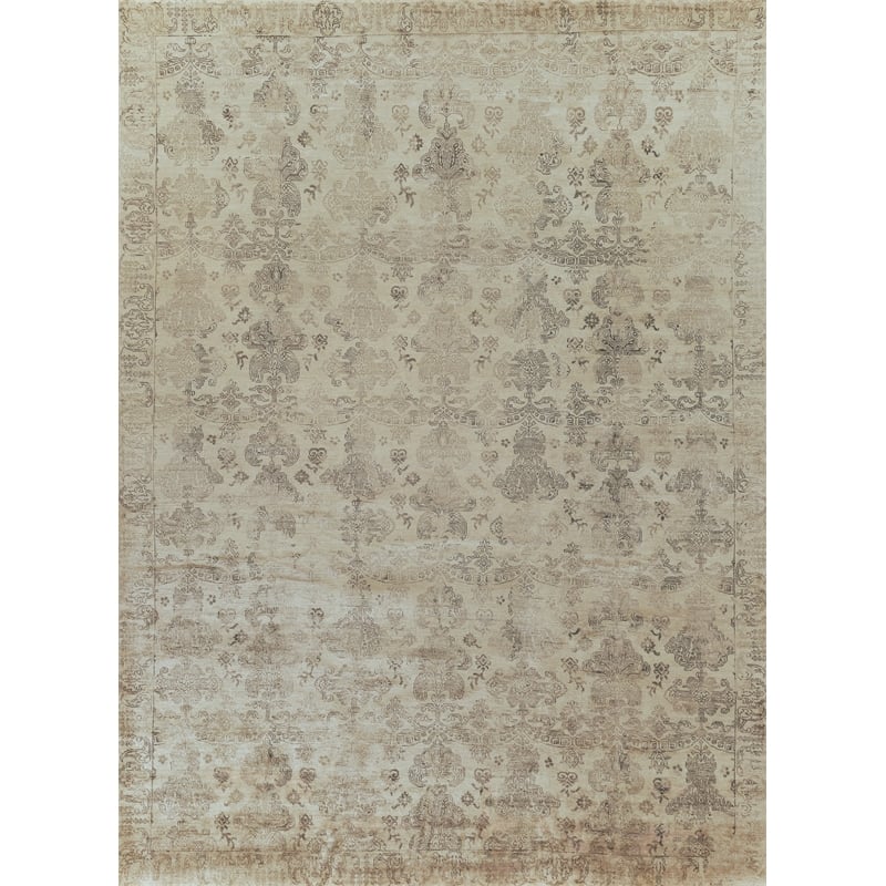 Lisbon Hand-Knotted Bamboo Silk Ivory 10'x14' Area Rug