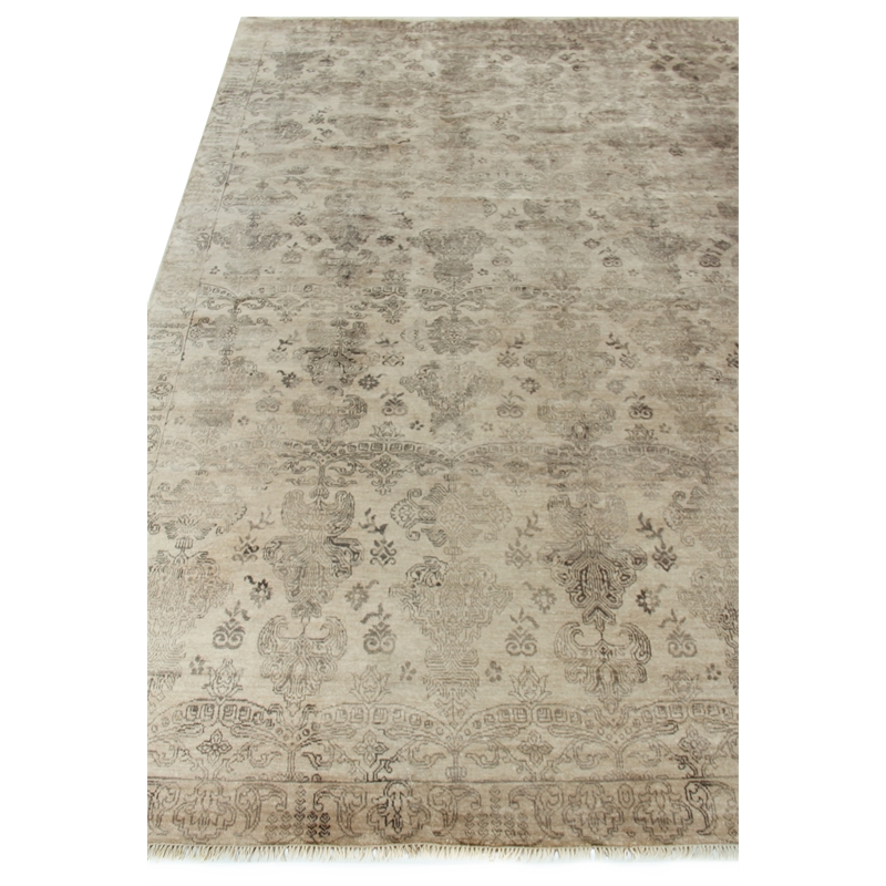 Lisbon Hand-Knotted Bamboo Silk Ivory 9'x12' Area Rug