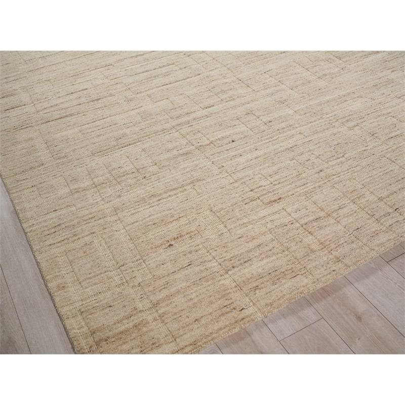 Malmo Hand-Knotted New Zealand Wool Beige 9'x12' Area Rug
