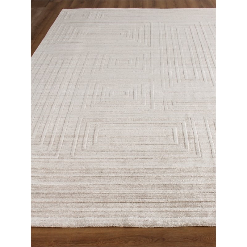 Lotus Hand-Tufted Wool/Bamboo Silk Beige/Brown 9'x12' Area Rug