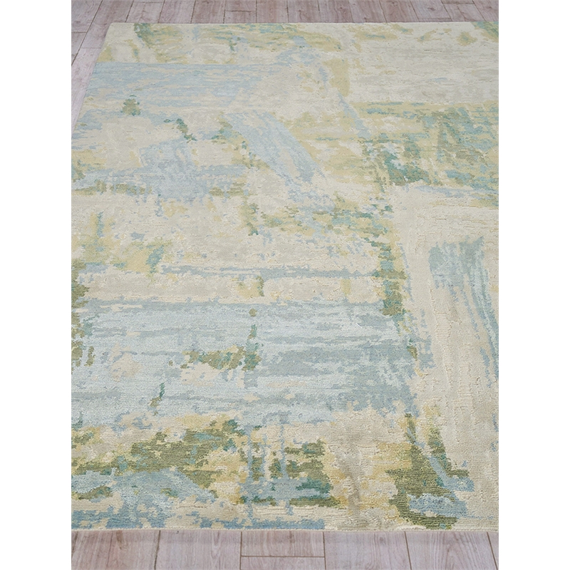 Luxury Laureno Hand-Knotted Bamboo Silk Ivory/Green 8'x10' Area Rug