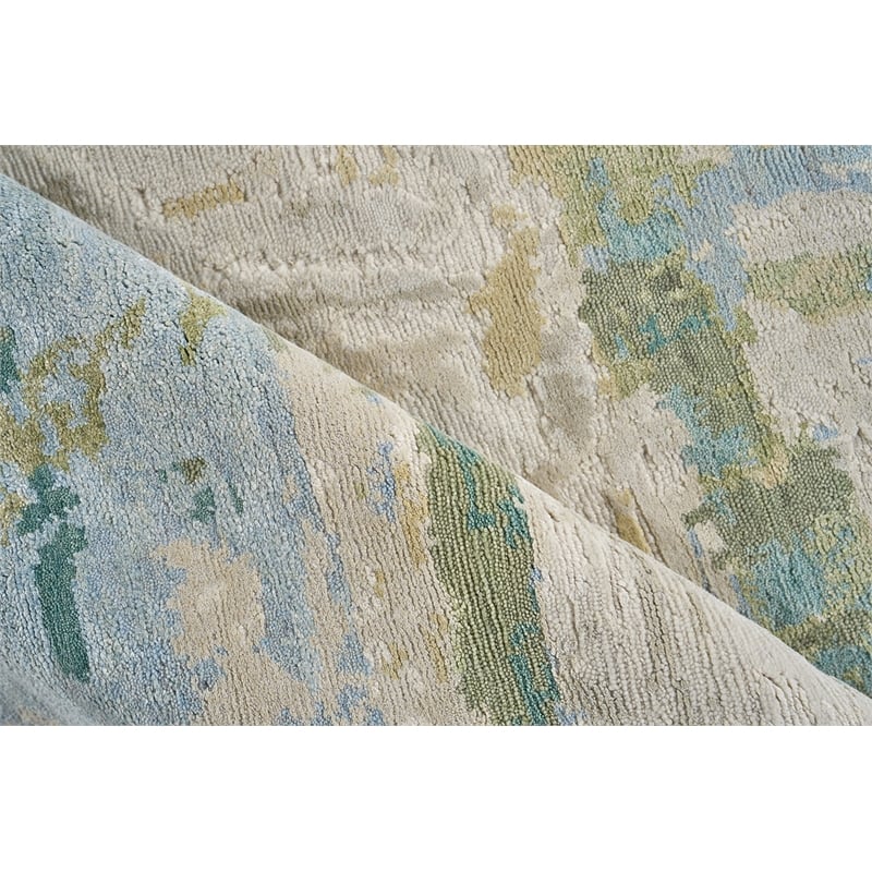Luxury Laureno Hand-Knotted Bamboo Silk Ivory/Green 8'x10' Area Rug