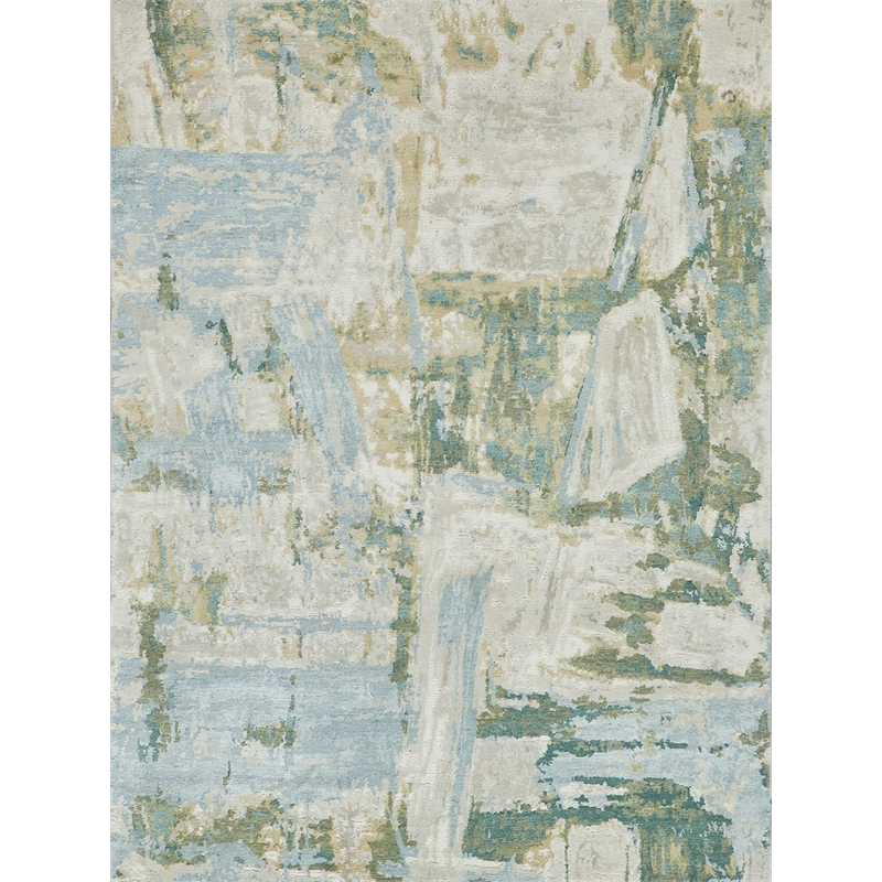 Luxury Laureno Hand-Knotted Bamboo Silk Ivory/Green 8'x10' Area Rug