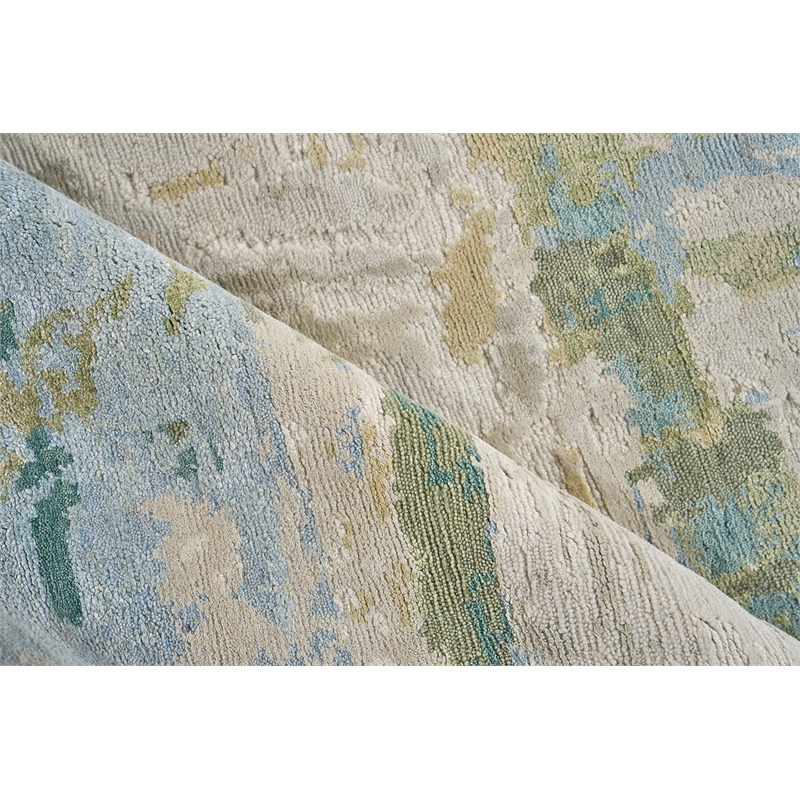 Luxury Laureno Hand-Knotted Bamboo Silk Ivory/Green 9'x12' Area Rug