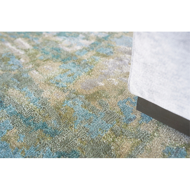 Luxury Laureno Hand-Knotted Bamboo Silk Ivory/Green 9'x12' Area Rug