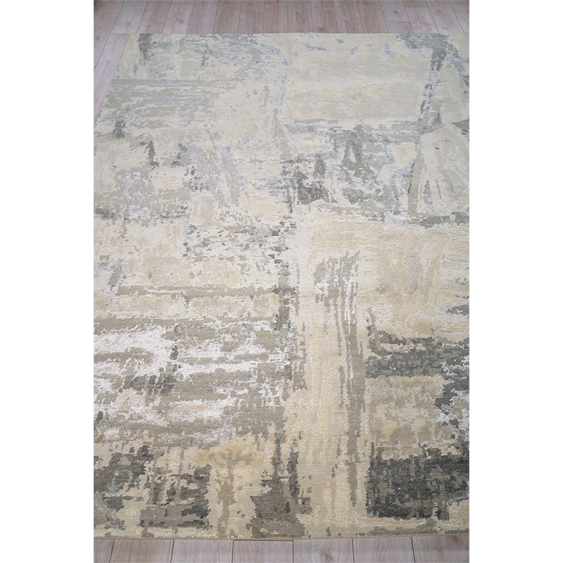 Luxury Laureno Hand-Knotted Bamboo Silk Ivory/Gray 8'x10' Area Rug