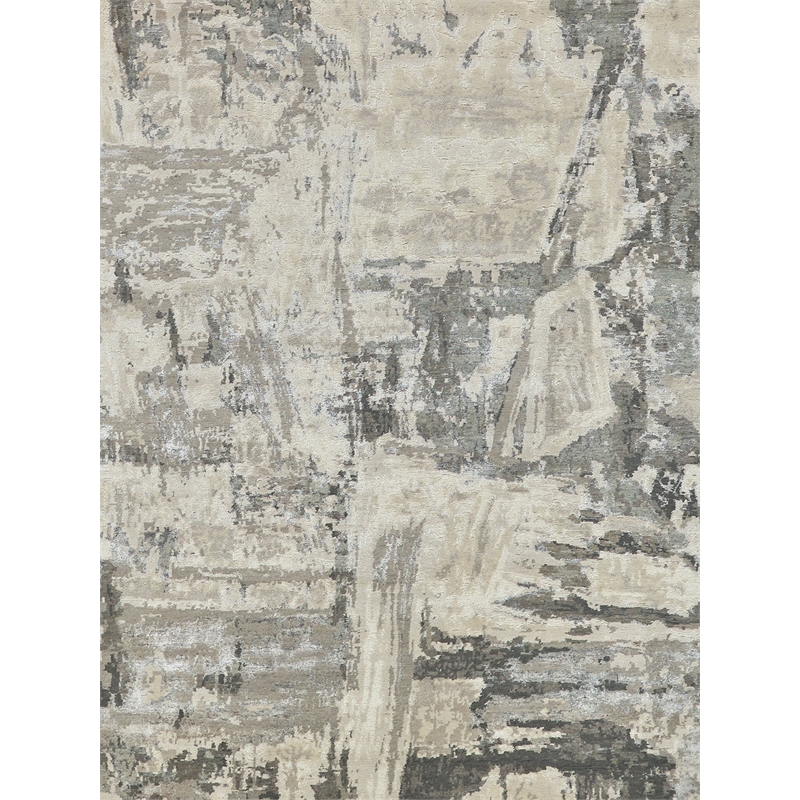 Luxury Laureno Hand-Knotted Bamboo Silk Ivory/Gray 8'x10' Area Rug