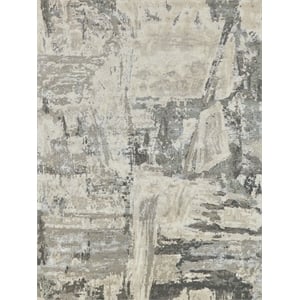 Luxury Laureno Hand-Knotted Bamboo Silk Ivory/Gray 8'x10' Area Rug