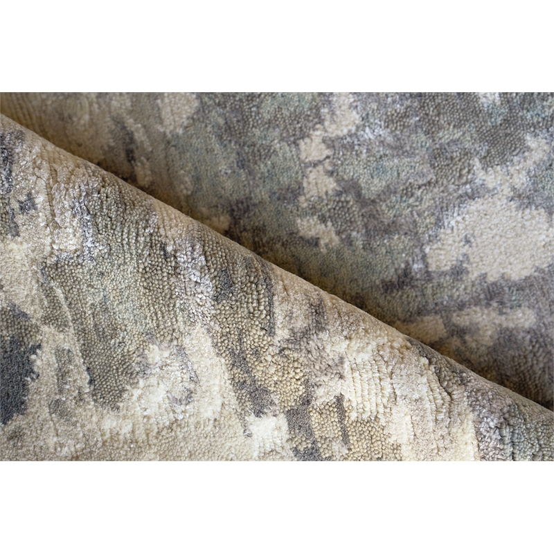 Luxury Laureno Hand-Knotted Bamboo Silk Ivory/Gray 9'x12' Area Rug
