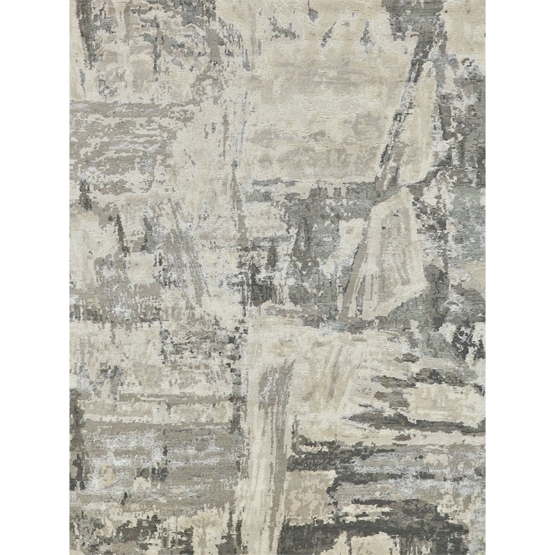 Luxury Laureno Hand-Knotted Bamboo Silk Ivory/Gray 9'x12' Area Rug