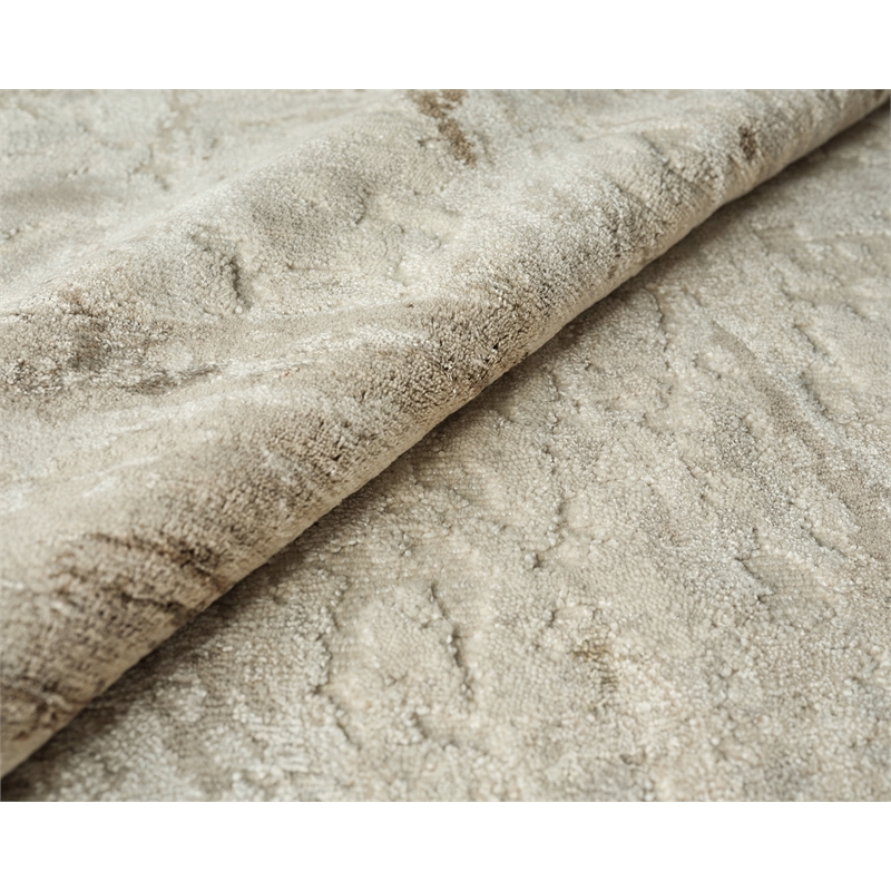 Luxury Laureno Hand-Knotted Bamboo Silk Ivory/Beige 6'x9' Area Rug