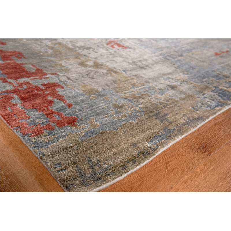 Laureno Hand-Knotted Bamboo Silk Blue/Multi 14'x18' Area Rug