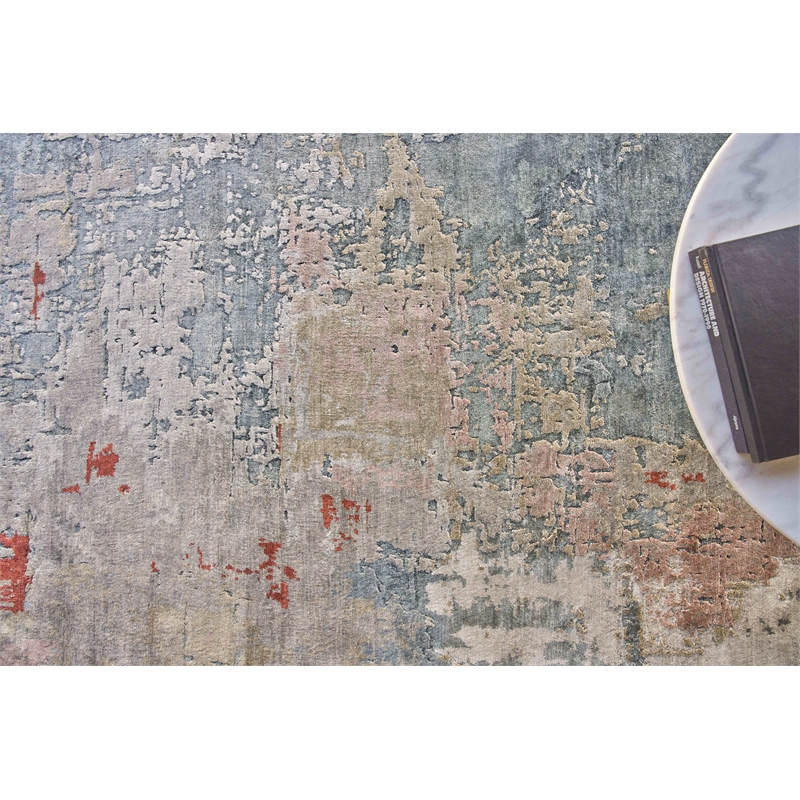 Laureno Hand-Knotted Bamboo Silk Blue/Multi 14'x18' Area Rug