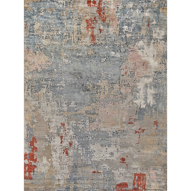 Laureno Hand-Knotted Bamboo Silk Blue/Multi 8'x10' Area Rug