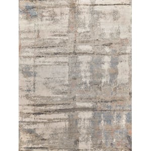 Laureno Hand-Knotted Bamboo Silk Silver/Blue 12'x15' Area Rug