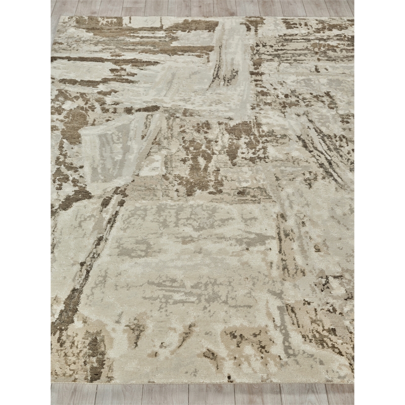 Luxury Laureno Hand-Knotted Bamboo Silk Ivory/Beige 9'x12' Area Rug