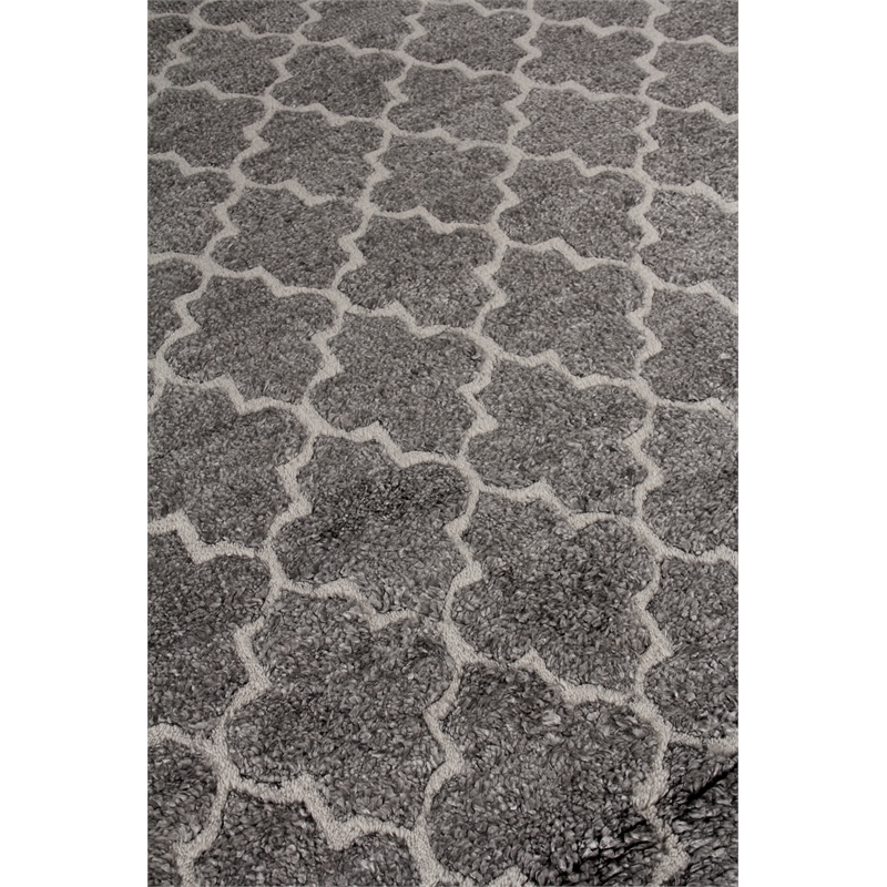 Lux Look Hand-Knotted Bamboo Silk Gray 10'x14' Area Rug