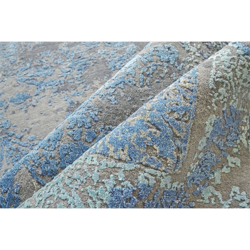 Maison Hand-Knotted Wool/Bamboo Silk Gray/Blue 12'x15' Area Rug