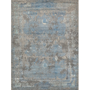 Maison Hand-Knotted Wool/Bamboo Silk Gray/Blue 8'x10' Area Rug