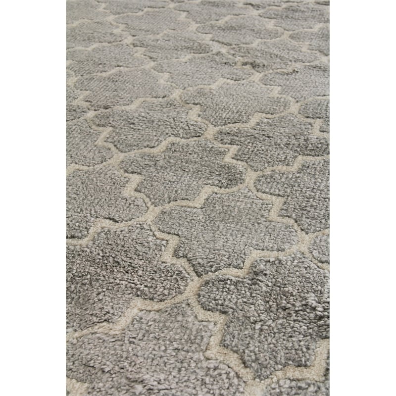 Lux Look Hand-Knotted Bamboo Silk Silver 12'x15' Area Rug