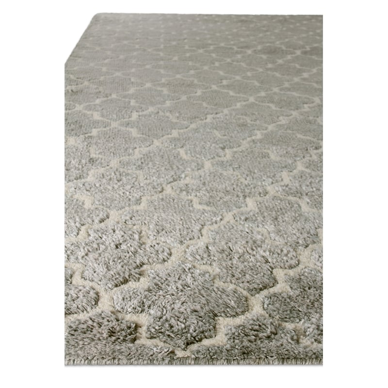 Lux Look Hand-Knotted Bamboo Silk Silver 12'x15' Area Rug