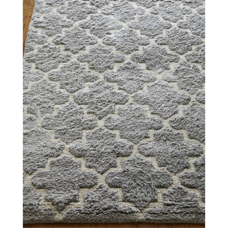 Lux Look Hand-Knotted Bamboo Silk Silver 12'x15' Area Rug