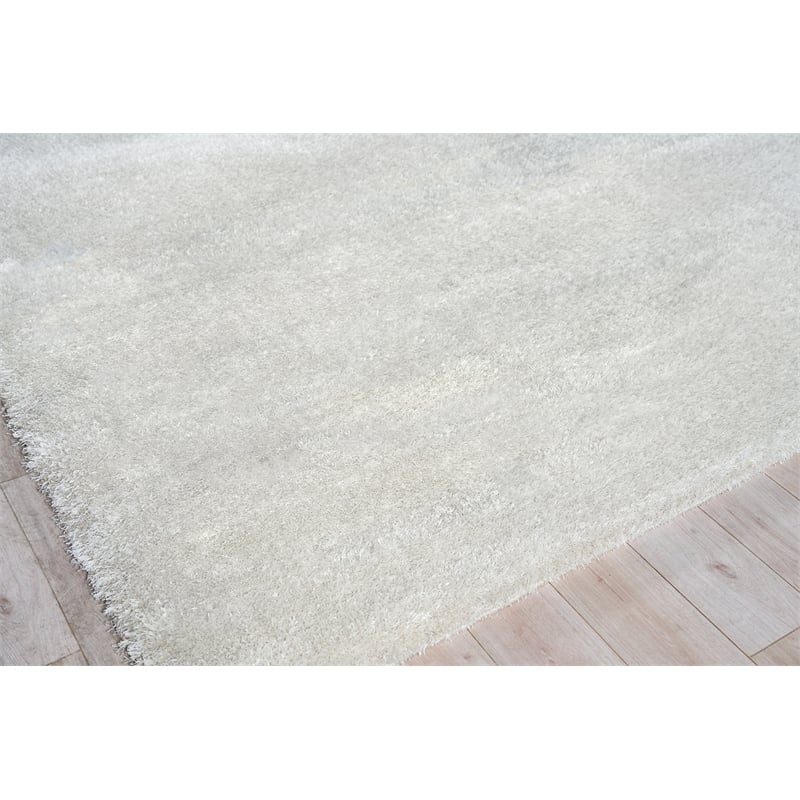 Luxe Shag Power Loom Polyester/Microfiber Light Beige 4'x6' Area Rug