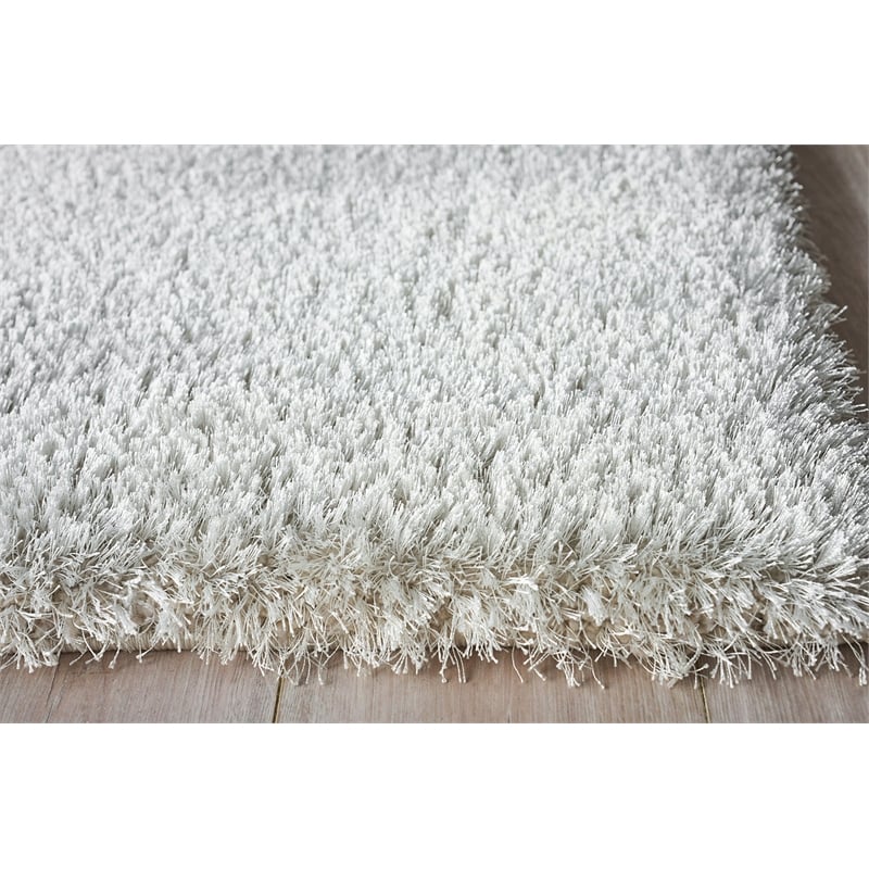 Luxe Shag Power Loom Polyester/Microfiber Light Beige 4'x6' Area Rug