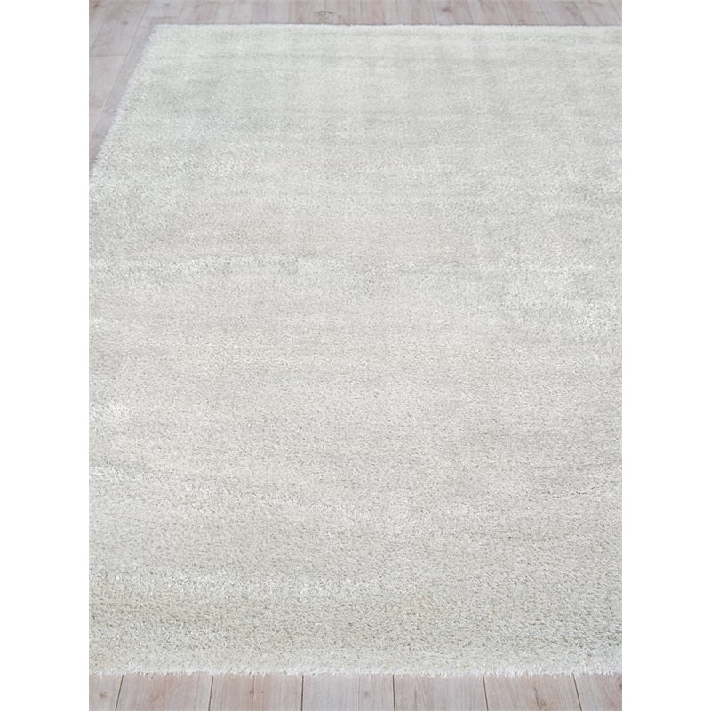 Luxe Shag Power Loom Polyester/Microfiber Light Beige 4'x6' Area Rug