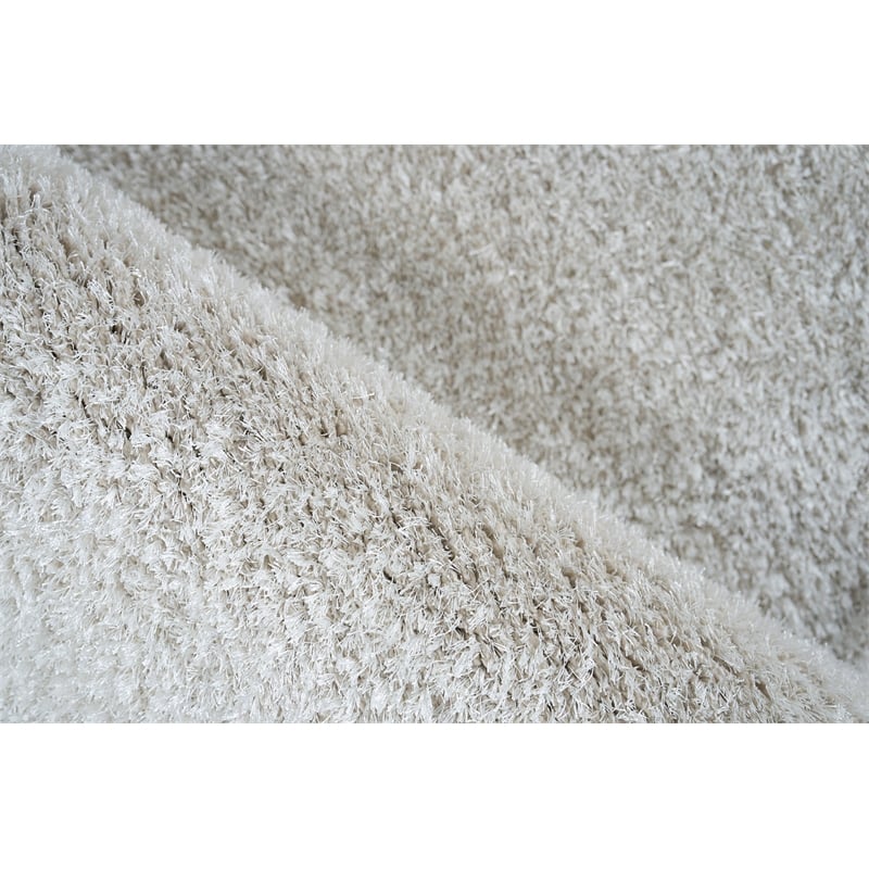 Luxe Shag Power Loom Polyester/Microfiber Light Beige 4'x6' Area Rug