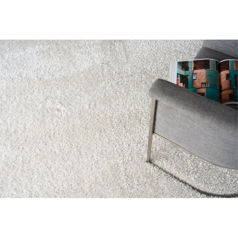 Luxe Shag Power Loom Polyester/Microfiber Light Beige 4'x6' Area Rug