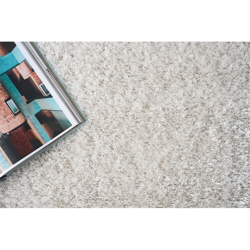 Luxe Shag Power Loom Polyester/Microfiber Light Beige 4'x6' Area Rug