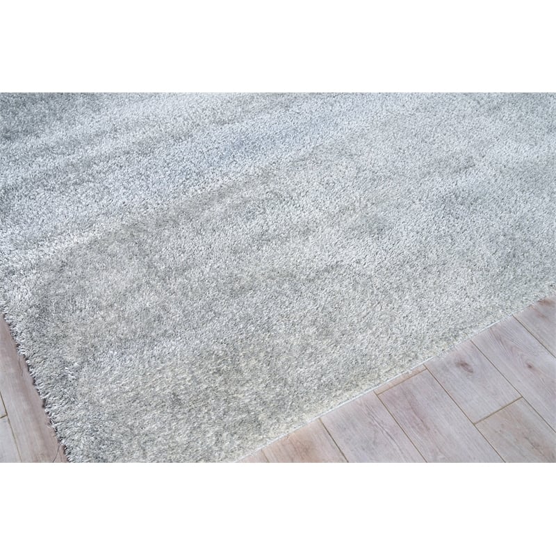 Luxe Shag Power Loom Polyester/Microfiber Silver 10'x14' Area Rug