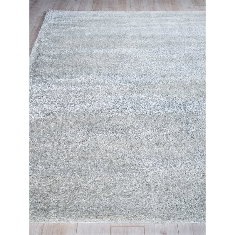 Luxe Shag Power Loom Polyester/Microfiber Silver 10'x14' Area Rug