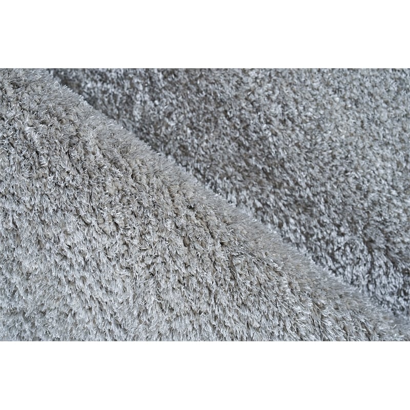 Luxe Shag Power Loom Polyester/Microfiber Silver 10'x14' Area Rug