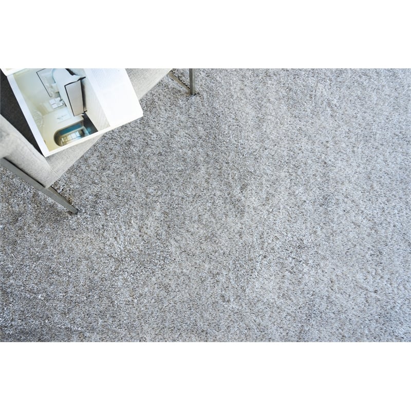 Luxe Shag Power Loom Polyester/Microfiber Silver 10'x14' Area Rug